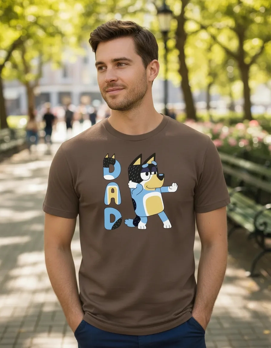 D_NQ_NP_2X_718519-MLA110673501665_042026-F-camiseta-masculina-rc-pai-bluey-bandit-tradicional Camiseta Masculina Desenho Pai Bluey Bandit Tradicional Cor Marrom mlc