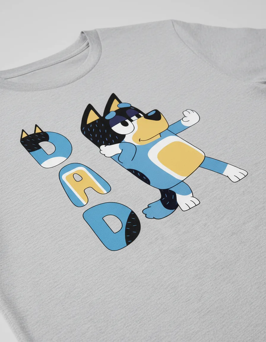 D_NQ_NP_2X_737058-MLB113184710602_072026-F-camiseta-masculina-rc-pai-bluey-bandit-tradicional Camiseta Manga Curta Cinza Adulto Unissex Bluey Bandit Pai Silk Screen Manual Premium mlr