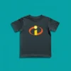 Camiseta Manga Curta Preta Infantil Unissex Os Incríveis Silk Screen Manual Premium mlc