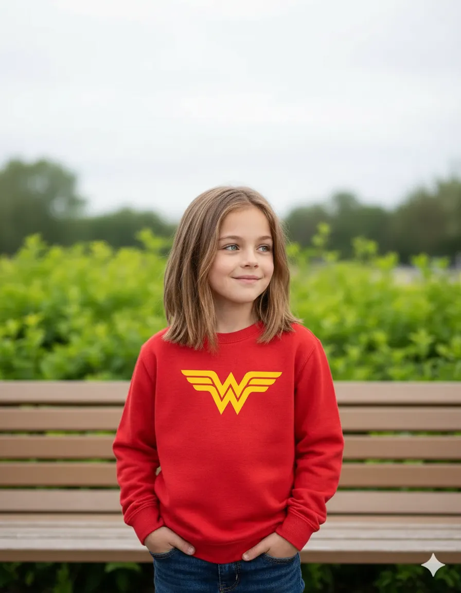 Moletom Vermelho Algodão Flanelado Mulher Maravilha mlc