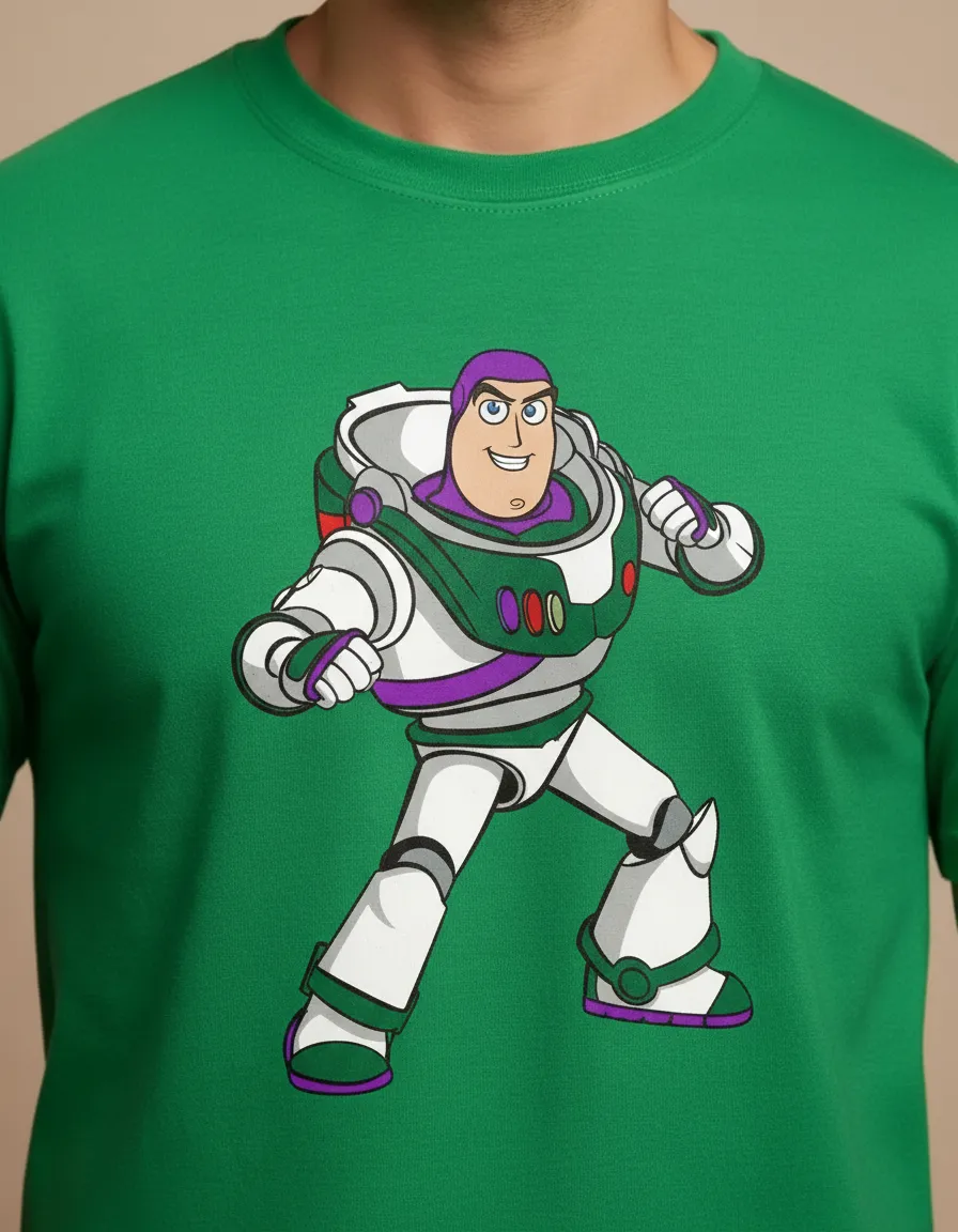 Camiseta Manga Curta Adulto Unissex Verde Buzz Toy Story mlc