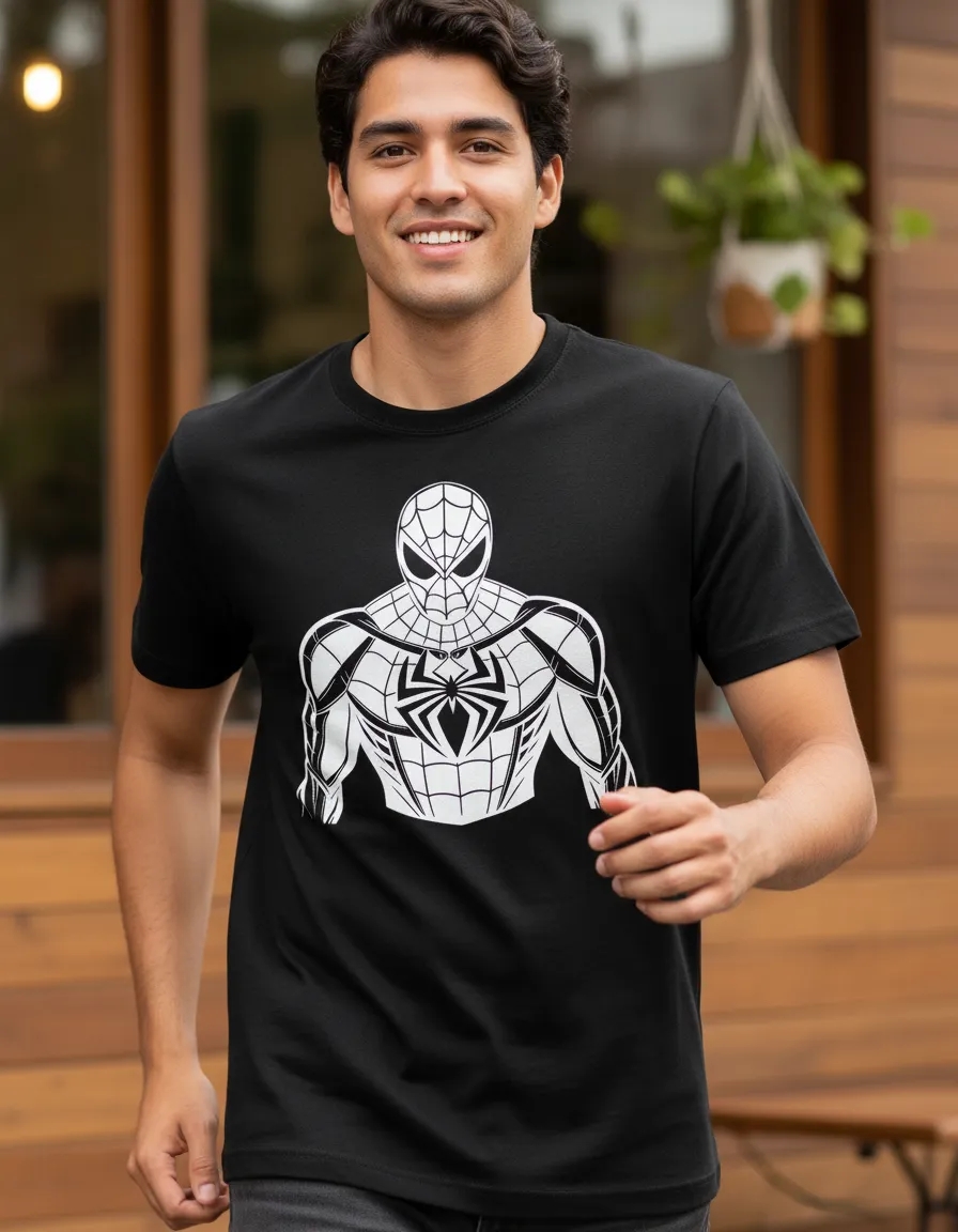 Camiseta Adulto Unissex Preta Homem-aranha Marvel mlc