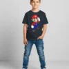 Camiseta Azul-marinho Infantil Super Mario Bros Mod.2 mlr