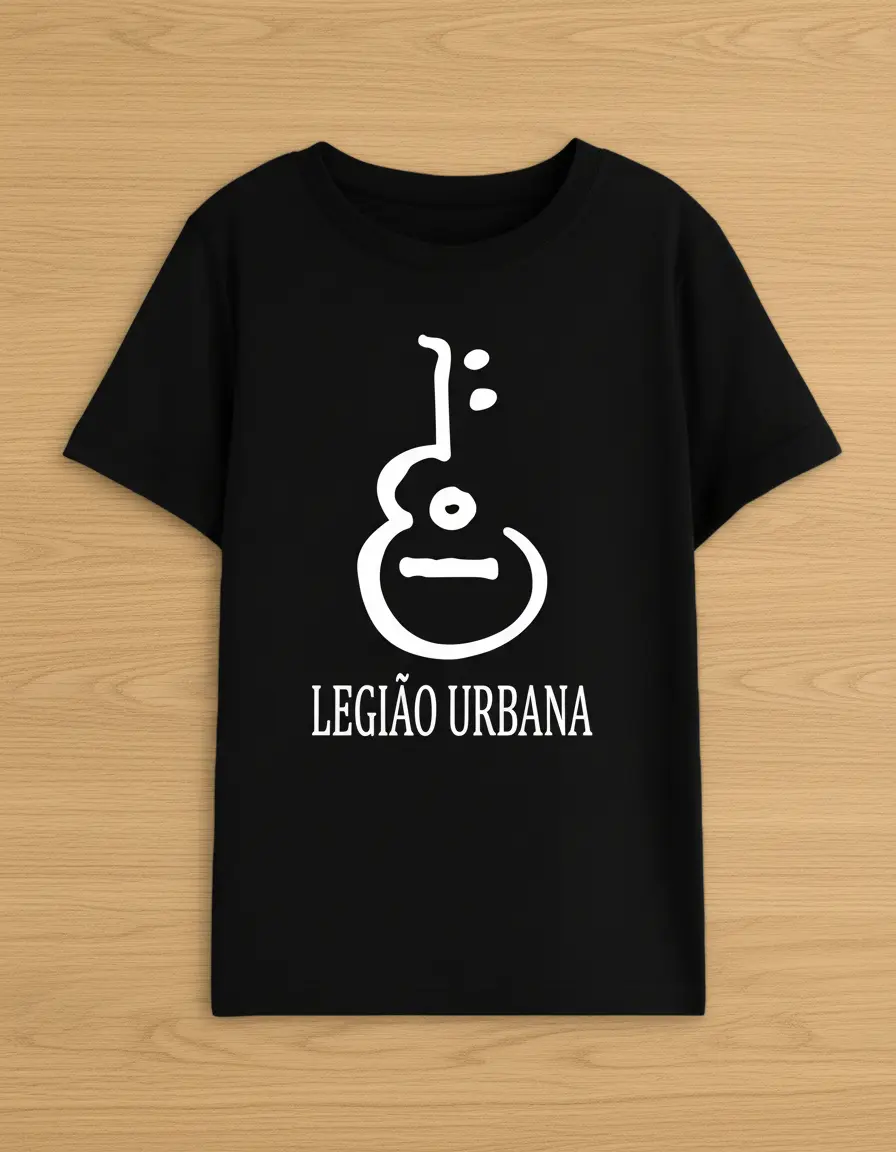 Camiseta Preta Infantil Unissex Legião Urbana Banda Rock Nacional mlc