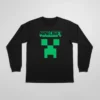 Camiseta Manga Comprida Adulto Unissex Preta Minecraft Creeper mlc
