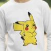 Camiseta Manga Longa Branca Infantil Pikachu