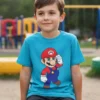 Camiseta Azul-turquesa Infantil Mário Bros Mod.2 mlc