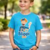Camiseta Manga Curta Infantil Azul-turquesa Blippi Youtuber mlc