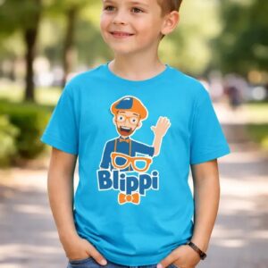 D_NQ_NP_2X_796083-MLB109818065838_042026-F-camiseta-blippi-infantil Camiseta Manga Curta Infantil Azul-turquesa Blippi Youtuber mlc