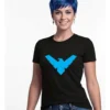 Camiseta Preta Manga Curta Baby Look Feminina Asa Noturna mlc