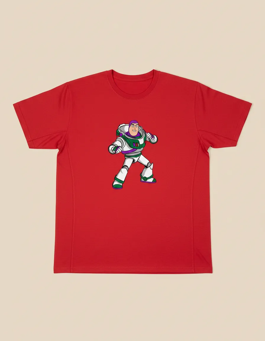 Camiseta Manga Curta Adulto Unissex Vermelha Buzz Toy Story spe