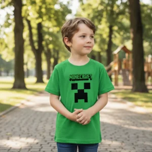 D_NQ_NP_2X_810766-MLB110391922391_042026-F-camiseta-minecraft-infantil Camiseta Manga Curta Verde Infantil Unissex Minecraft Creeper