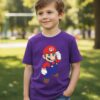 Camiseta Roxa Infantil Super Mário Bros Mod. 2 mlc