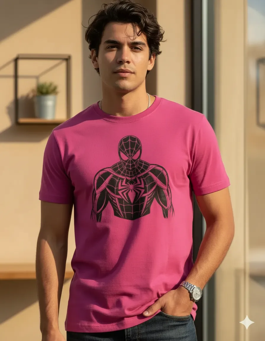 Camiseta Rosa Adulto Unissex Homem-aranha Black T-shirt mlc