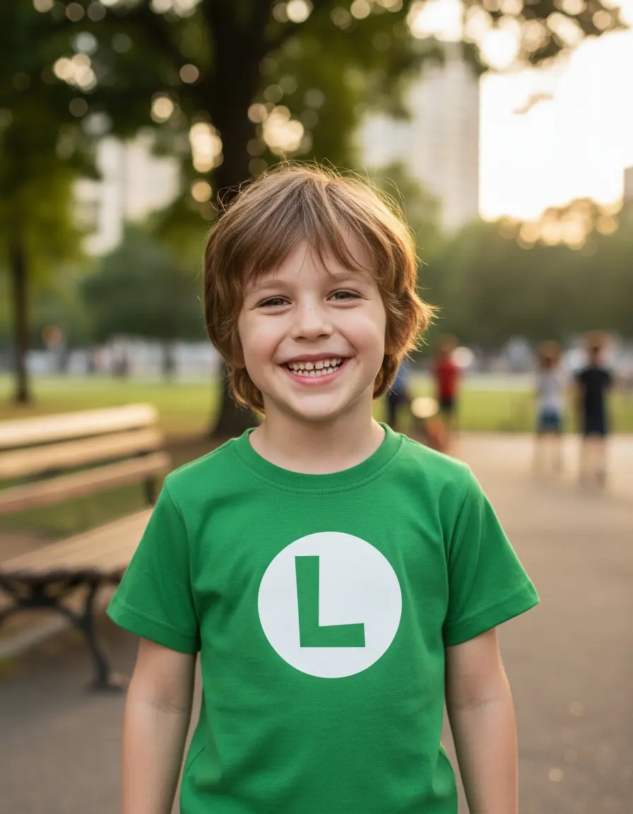 Camiseta Verde Infantil Luigi mlc