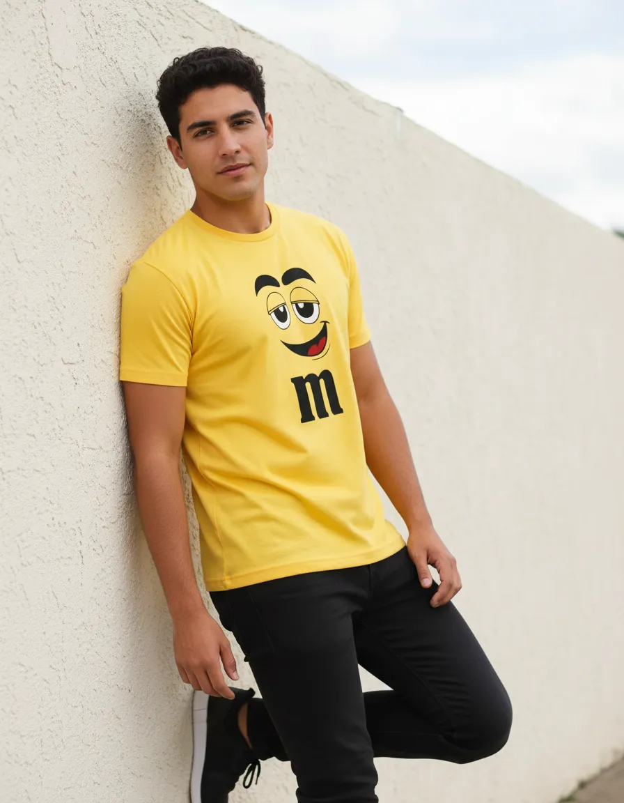 Camiseta Amarela Adulto Masculino M&m Carinha