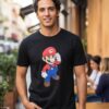 Camiseta Preta Manga Curta Adulto Unissex Super Mario Bros mlc