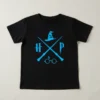 Camiseta Manga Curta Menino Menina Infantil Preta Harry Potter Logo Azul Estampa Silk Screen Manual Mercado Livre