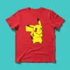 Camiseta Vermelha Adulto Unissex Pokemon Pikachu mlc