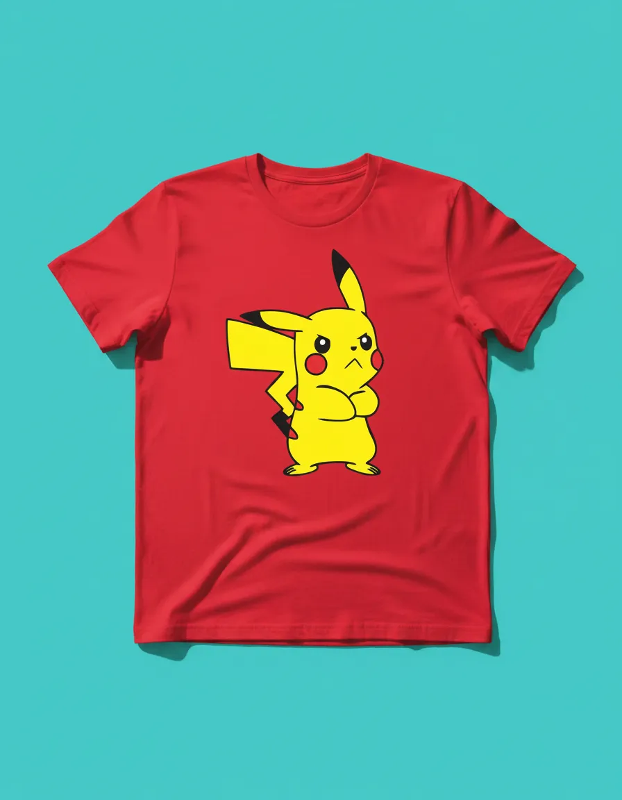 Camiseta Vermelha Adulto Unissex Pokemon Pikachu mlc