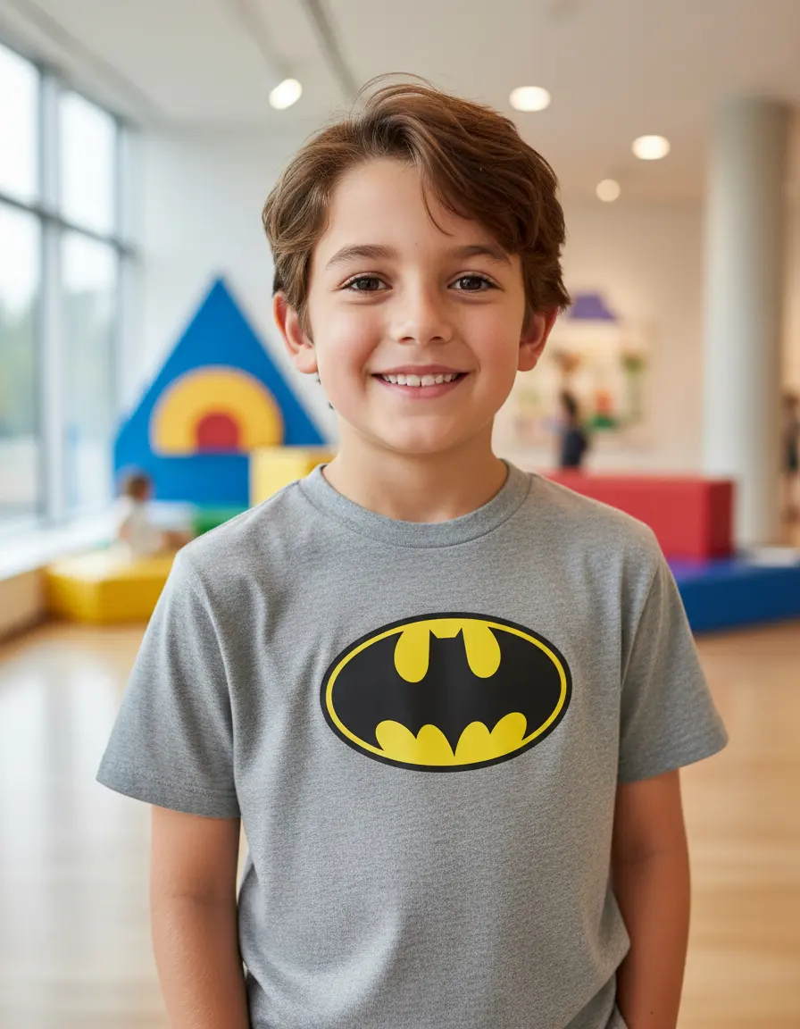 Camiseta Cinza Infantil Unissex Batman mlc