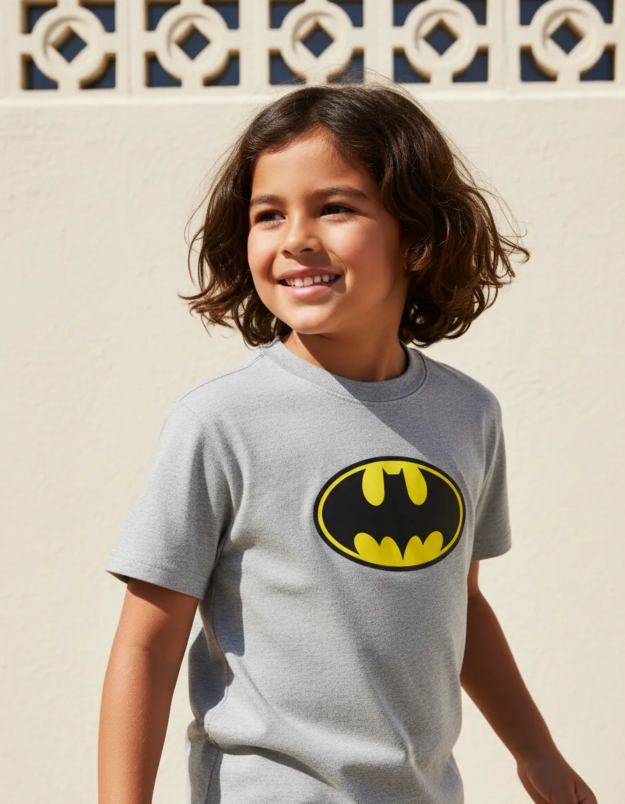 Camiseta Cinza Infantil Unissex Batman mlc