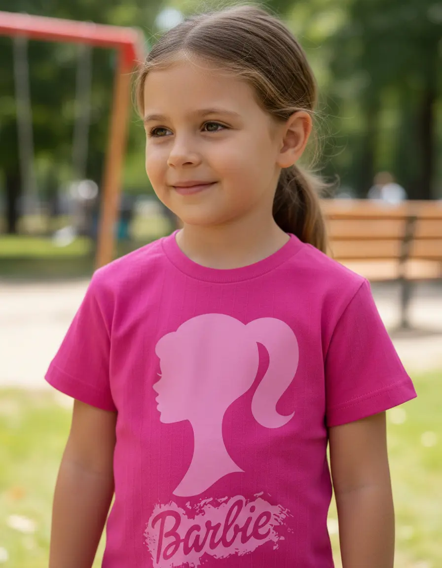 D_NQ_NP_2X_826583-MLB105974685274_022026-F-camiseta-barbie-infantil- Camiseta Manga Curta Unissex Infantil Rosa Barbie mlr