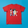 Camiseta Masculina Desenho Pai Bluey Bandit Tradicional Cor Vermelha mlc