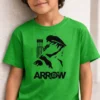 Camiseta Manga Curta Verde Infantil Unissex Arrow Arqueiro Verde Silk Screen Manual Premium ML