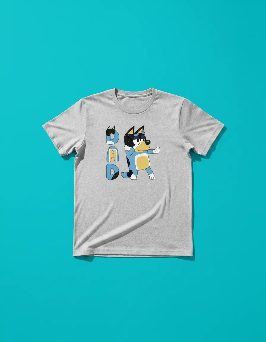 D_NQ_NP_2X_835885-MLB113162364656_072026-F-camiseta-masculina-rc-pai-bluey-bandit-tradicional Camiseta Manga Curta Cinza Adulto Unissex Bluey Bandit Pai Silk Screen Manual Premium mlr