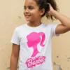 Camiseta Branca Logo Barbie ( Infantil ) mlc