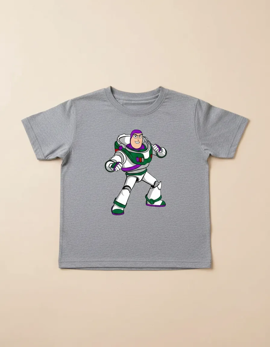 Camiseta Manga Curta Cinza Infantil Buzz Lightyear Toy Story mlc