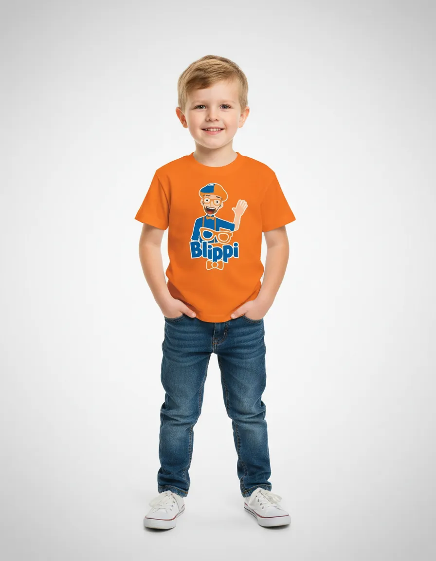 D_NQ_NP_2X_853175-MLB110712730087_042026-F-camiseta-blippi-infantil Camiseta Manga Curta Infantil Unissex Laranja Blippi Youtuber mlc