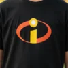 Camiseta Manga Curta Preta Infantil Unissex Os Incríveis Silk Screen Manual Premium mlc