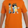 Camiseta Laranja Adulto Unissex Bluey Pai Bandit mlc