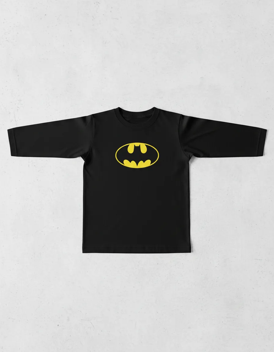 Camiseta Manga Longa Preta Infantil Batman mlc