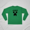Camiseta Manga Comprida Adulto Unissex Verde Minecraft Creeper mlc