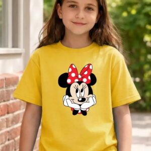 Camiseta Manga Curta Amarela Unissex Infantil Minnie Mouse mlc