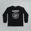 Camiseta Manga Longa Preta Infantil Unissex Banda Ramones mlc
