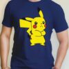 Camiseta Azul Manga Curta Adulto Unissex Pokémon Pikachu mlr