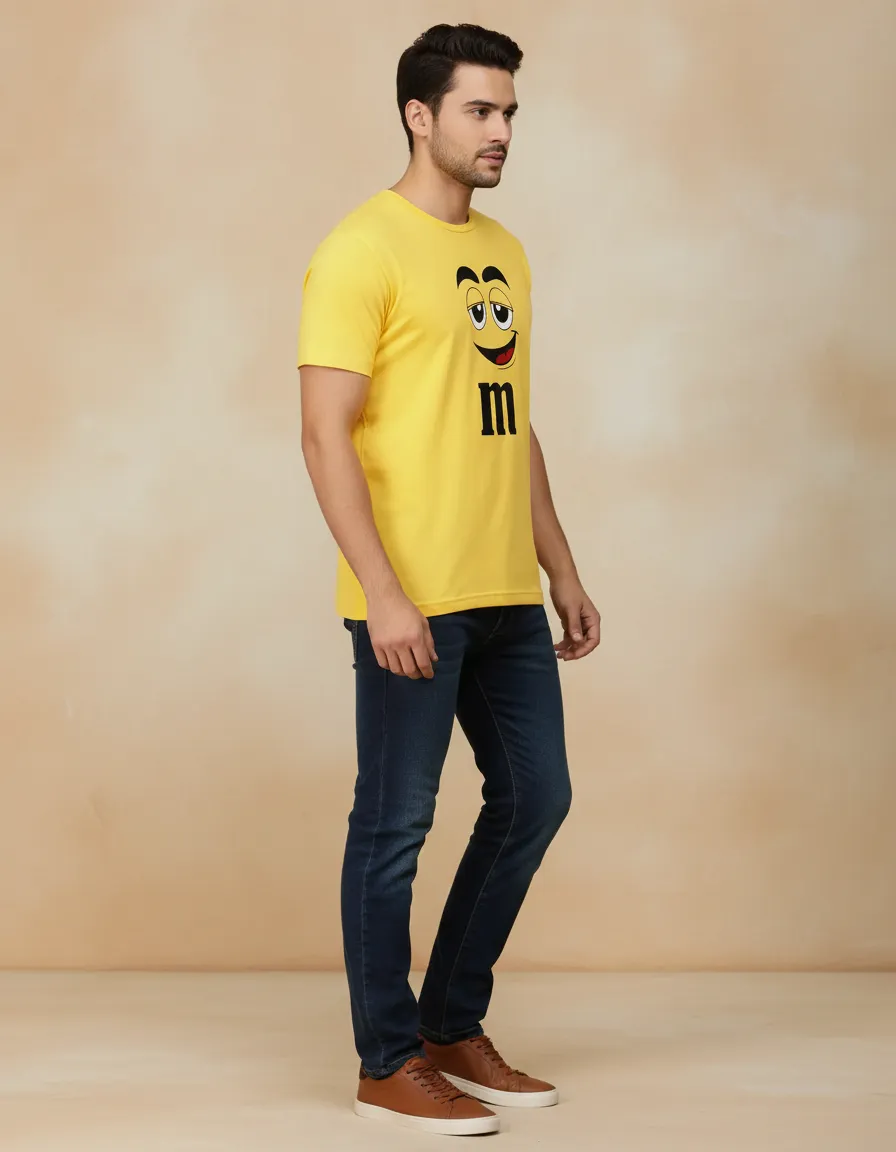 Camiseta Amarela Adulto Masculino M&m Carinha