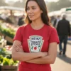 Camiseta Vermelha Baby Look Feminina Ketchup mlc