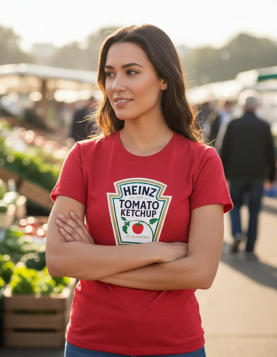 Camiseta Vermelha Baby Look Feminina Ketchup mlc