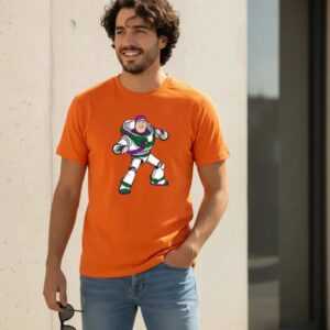 Camiseta Manga Curta Adulto Unissex Laranja Buzz Lightyear Toy Story mlc