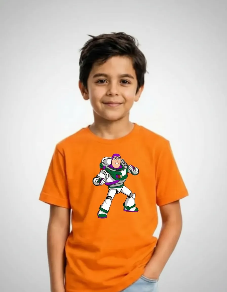 Camiseta Manga Curta Laranja Infantil Buzz Toy Story mlr