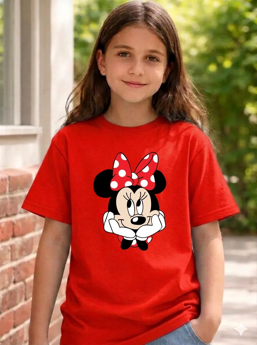 Camiseta Red Manga Curta Infantil Unissex Minnie Mouse mlr