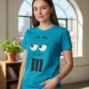 Camiseta Azul-turquesa Manga Curta Adulto Baby Look Mod. 3 mlr