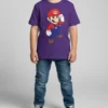 Camiseta Roxa Infantil Super Mário Bros Mod. 2 mlc