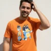 Camiseta Laranja Adulto Unissex Bluey Pai Bandit mlc