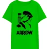 Camiseta Manga Curta Verde Infantil Unissex Arrow Arqueiro Verde Silk Screen Manual Premium ML
